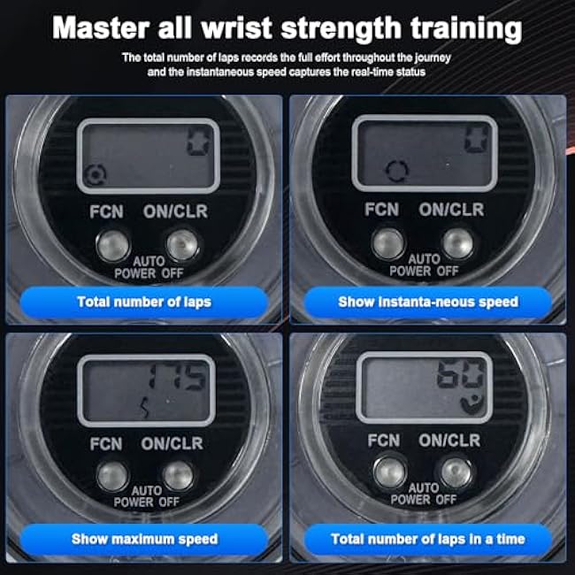 Curaball Hand Exerciser & Power Ball Hand Exerciser - Adjustable Resistance for Strengthening Fingers, Wrists & Arms -Includes Digital Counter & Portable Case (1)