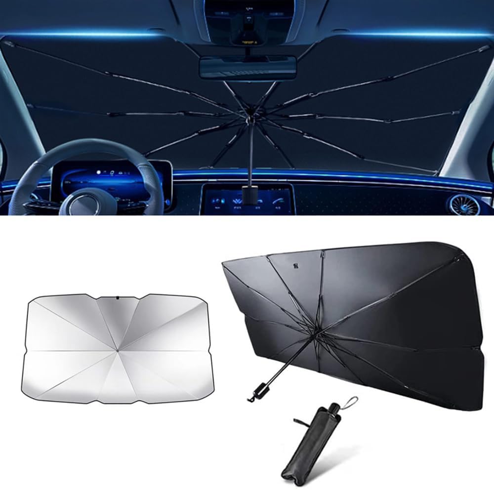 Car Windshield Sun Shade Umbrella for Chevrolet Orlando Trax Lacetti Nubira Cruze Evanda Epica Malibu Cavalier 360°Rotation Foldable Blackout Blocks UV Rays Visor Protector Accessories Big size