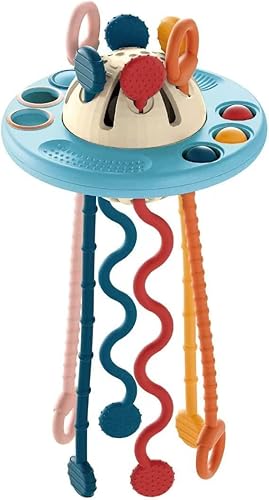 Miniatura 1 de DDUBSUT Montessori - Juguetes para bebés de 6 a 12 meses juguetes interactivos de silicona OVNI para tirar de la dentición para ejercitar la