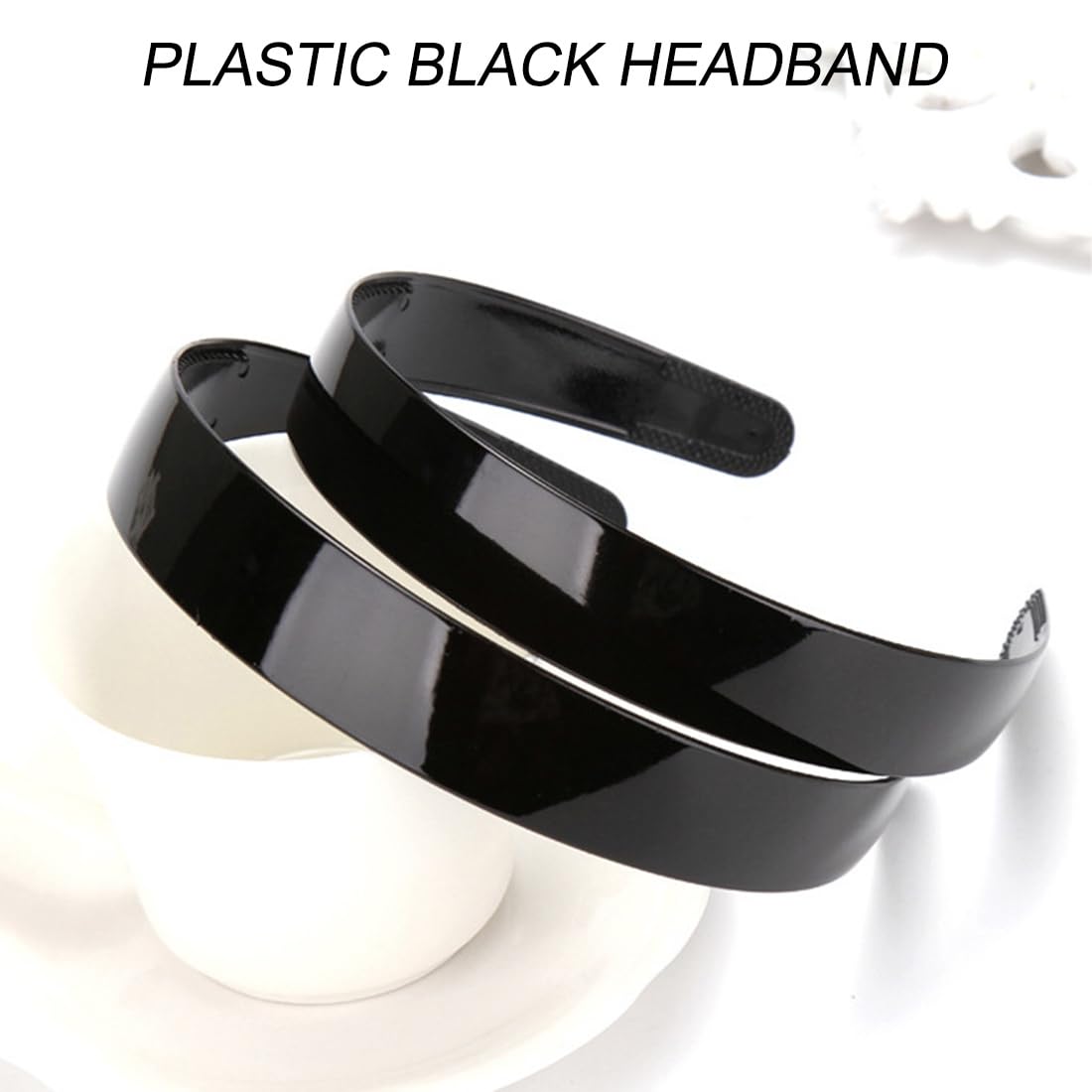 10 Pièces Bandeau Peigne De Dents 8 Large Noir Bandeaux Unis En