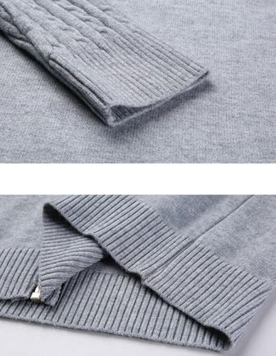 Solid Color Casual Round Neck Zipper Stitching Slim Simple Men's Knitted Cardigan3