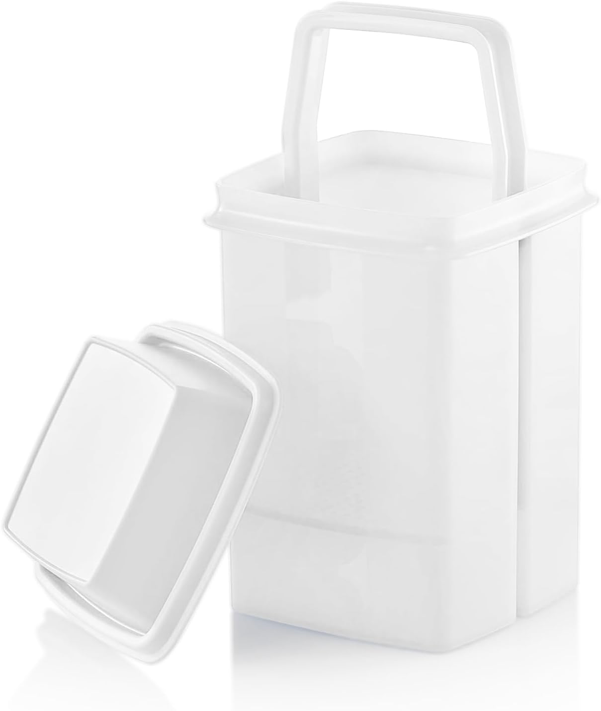 Home-X Pickle Container with Strainer - BPA Free Jalapeno Container for Mess-Free Storage of Condiment Food - Pickle Holder with Easy to Open Lid Design (White)