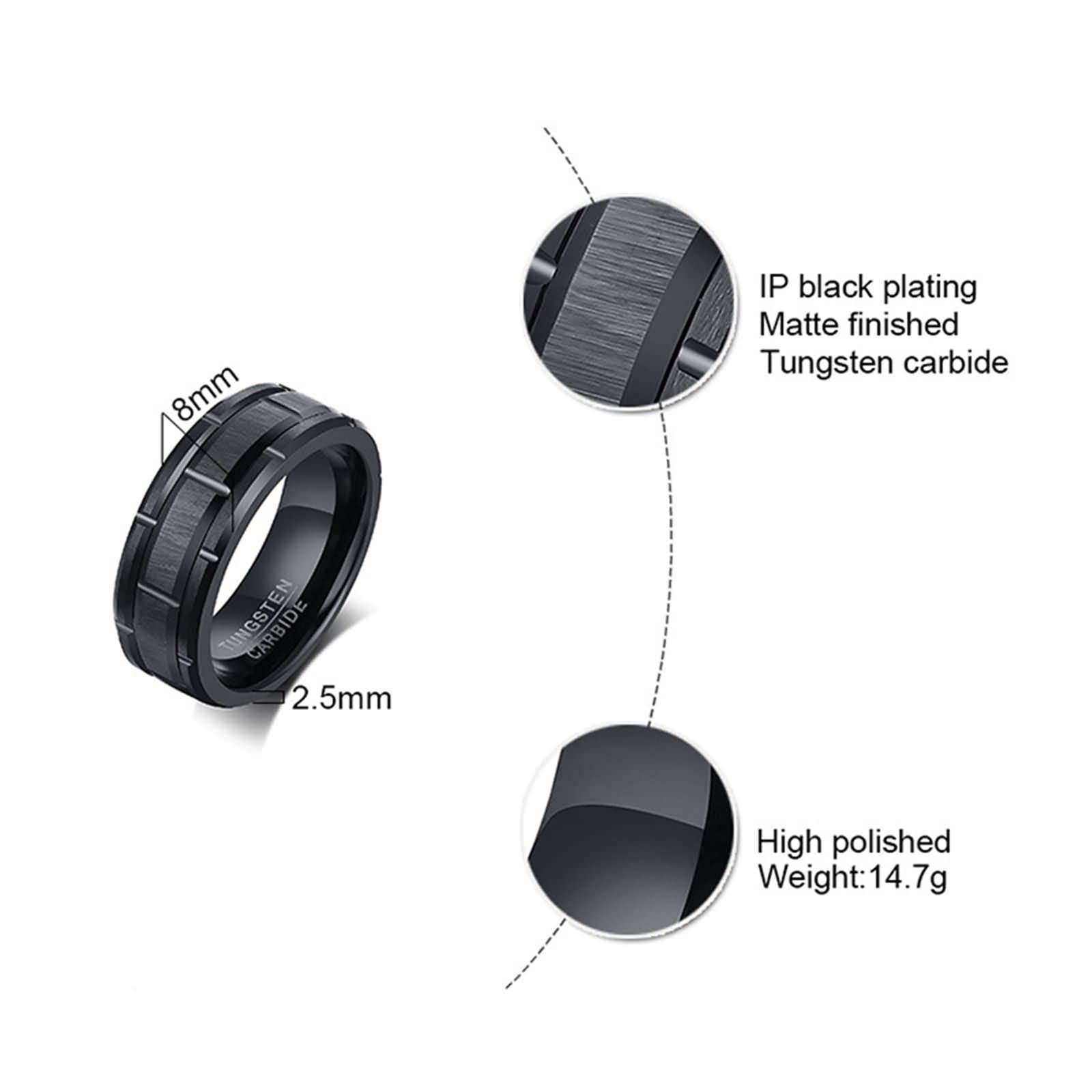 Daesar Anello di Fidanzamento Uomo Argento, Anelli Uomo Tungsteno Pneumatico Rotondo Opaco 8MM Anello Incisione Personalizzata Regalo Gioielli