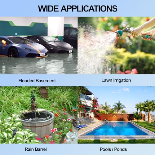 Image of Sump Pump 1.1HP Submersible Clean Dirty Water Pump 5000GPH Portable Draining Pumps for Pool Hot Tubs Basement Water Transfer