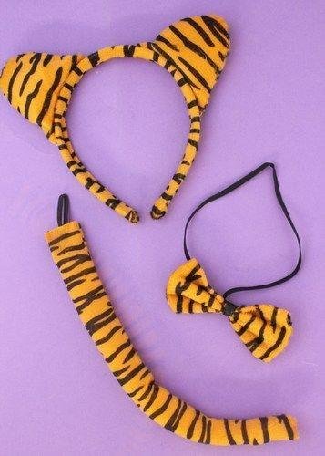 Tiger And Leopard Print Dress Up Set With Ears Hair Alice Headband Bow And Tail
