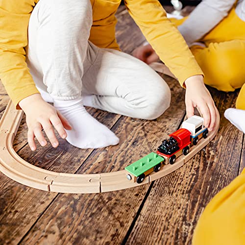 THE TWIDDLERS 64-teiliges Premium Holz Holzeisenbahn Set mit Geschenkbox - Spielzeug & Geschenk für Kinder - Kompatibel… – Bild 5