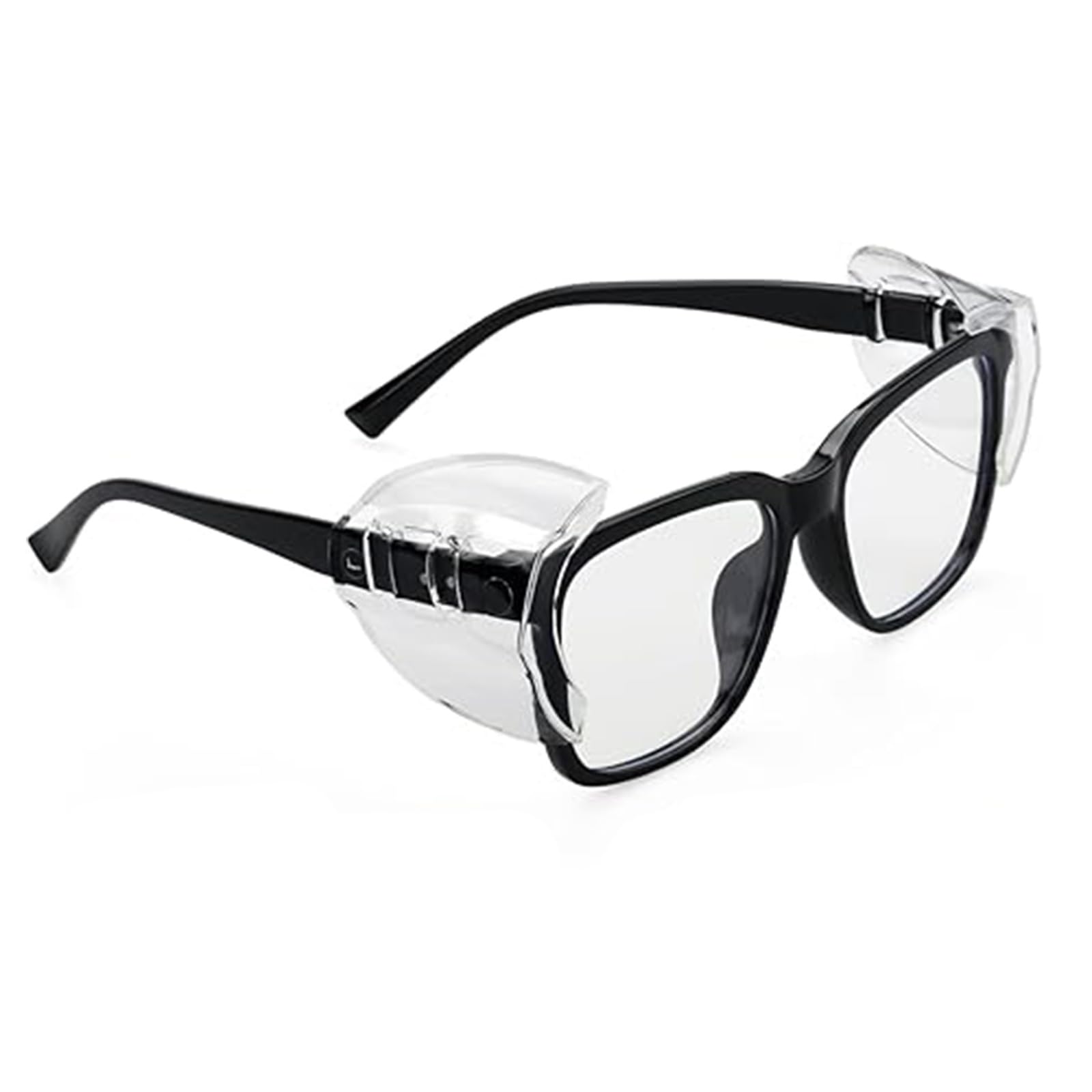 Auony - Protectores laterales para gafas de seguridad, 2 pares de protectores laterales transparentes para anteojos de seguridad, se ajustan a lentes de tamaño mediano a grande