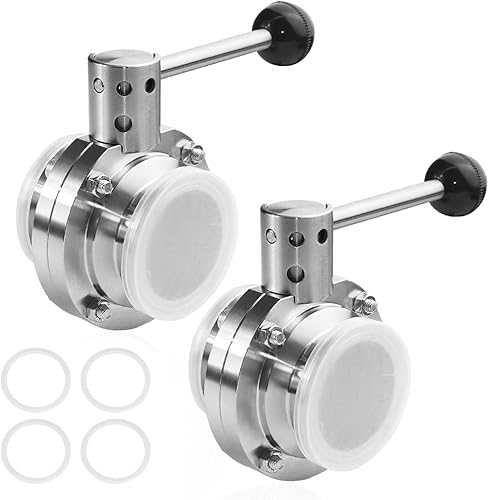 WiseWater Válvula de mariposa sanitaria tubo de 2 pulgadas válvula de mariposa de triple abrazadera válvula de mariposa de acero inoxidable 304 con