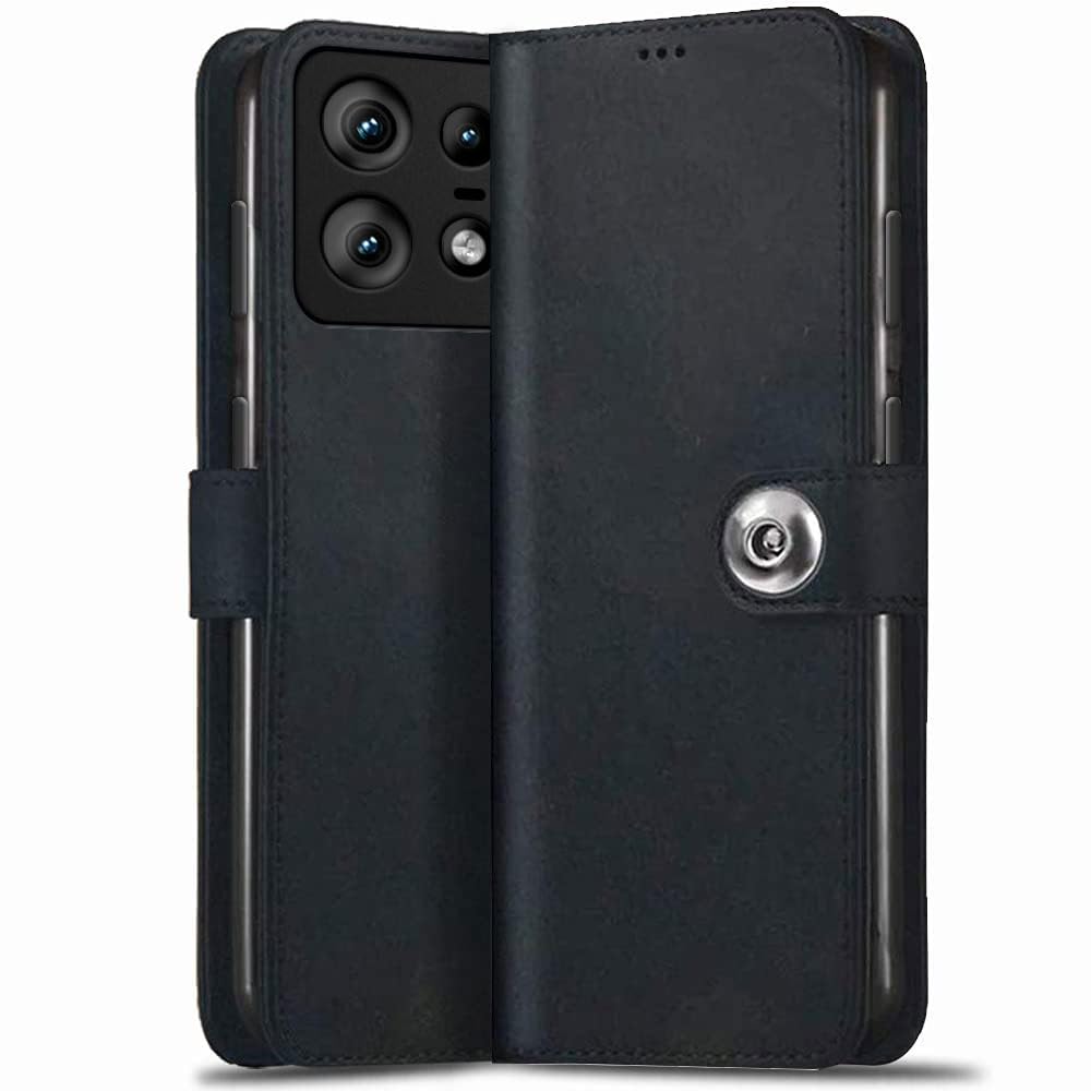 TheGiftKart Genuine Leather Finish Flip Back Cover Case for Motorola Moto Edge 50 Pro 5G | Inbuilt Pockets & Stand | Designer Button Magnet Flip Back Case for Moto Edge 50 Pro (Faux Leather, Blue) (B0D37VDQN8) Amazon Price History, Amazon Price Tracker