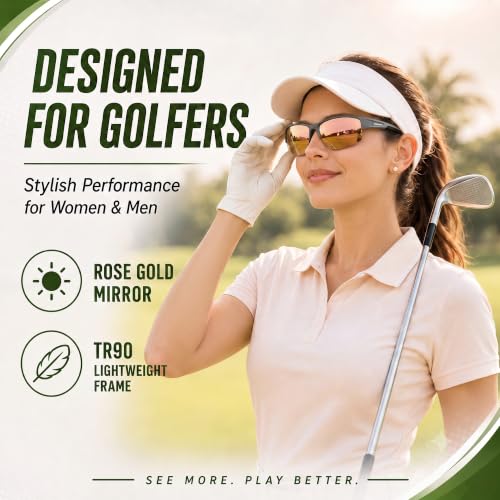 Image of maivnz Golf Sunglasses for Men Women, Golf Ball Finder Glasses, UV400 | HD color-enhancing golf lens, anti-glare, lightweight TR90 frame, adjustable nose pads, impact-resistant, gift-ready box