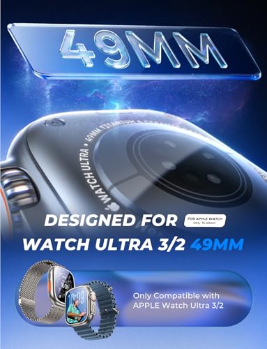 Image of MAGIC JOHN 2 Pack for Apple Watch 49MM Ultra3 /Ultra2 /Ultra Screen Protector | [Automatic Align Tech] Self-Healing Flexible EPU Film,HD Transparent, Anti Scratch, Bubble Free