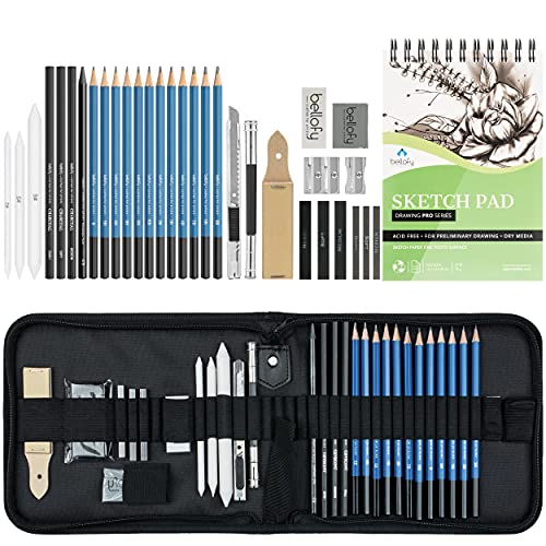 Bellofy 33 Piece Drawing Kit with 100 Sheets Pad Drawing Kit for