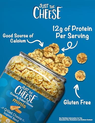 Image of Just the Cheese Minis - Grilled Cheese Crisps, 10 oz (Pack of 2), Delicious Low-Carb Lifestyle Protein Chips, High-Protein, Gluten-Free Crisps, Keto-Friendly, Zero Sugar, Perfect Snack for Adults