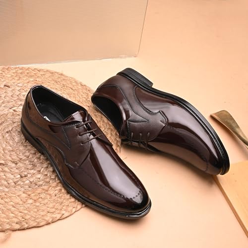 Image of Centrino Men's Formal Lace-Up Shoes | Soft & Comfortable Formal Shoe| Lace-Up, Textured Detail, Formal Business Style | Stylish-Looking Footwear (9363)
