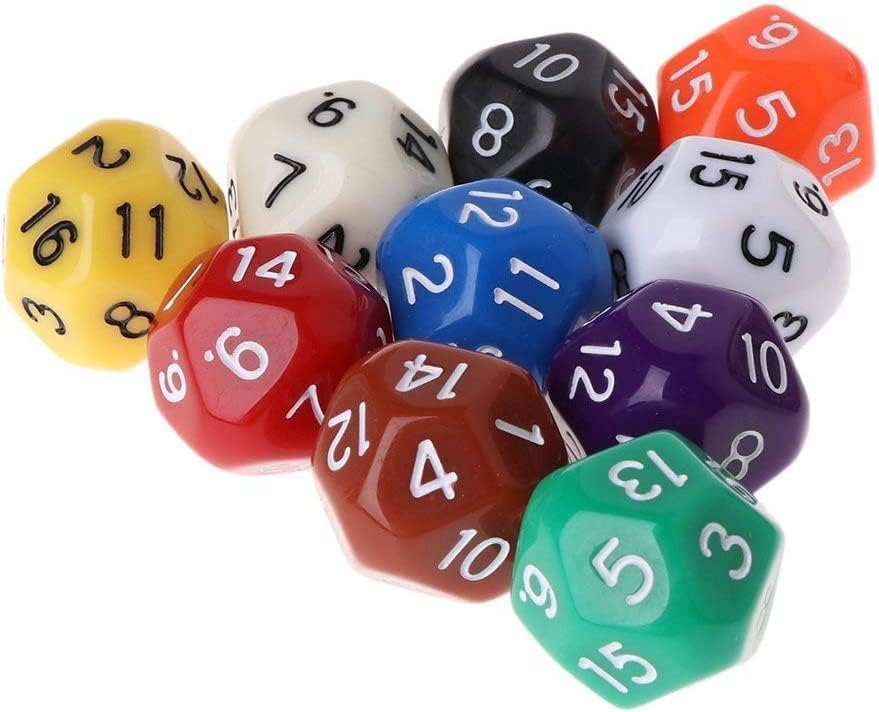10 Pcs Polyhedral Dice for Dungeons and Dragons 16 Sided Dice Set Polyhedral Dice with Other Table Games with Random Multi Colored Assortment Playing Role Playing Dice - Image 3