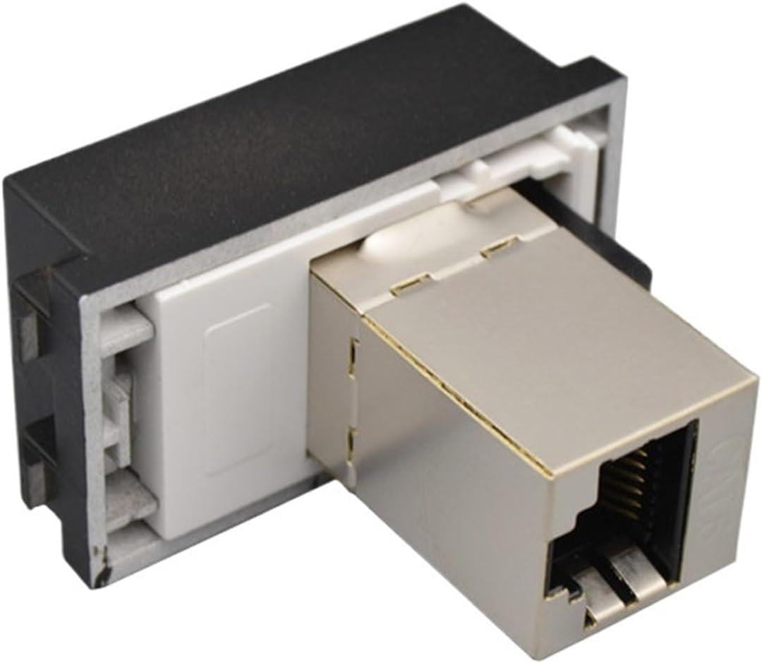 Black Shielded CAT6 RJ45 LAN Connector Female to Female Network Module 23x36mm Socket