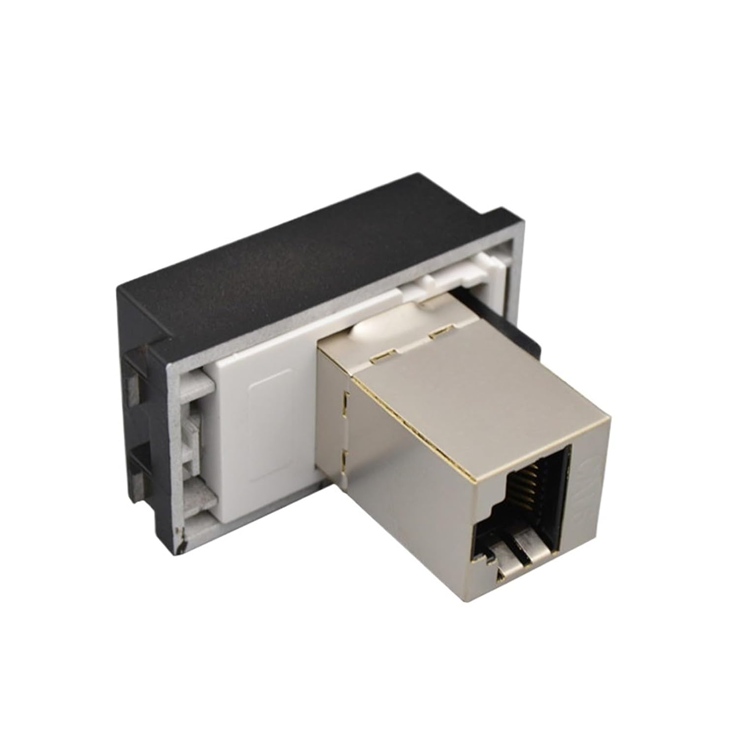 Black Shielded CAT6 RJ45 LAN Connector Female to Female Network Module 23x36mm Socket