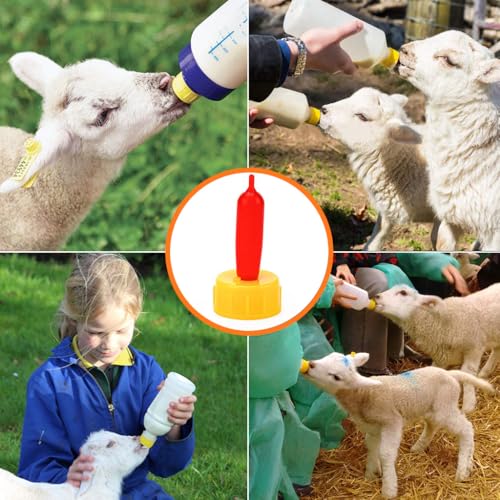 Image of HASTHIP Feeding Nipples for Lamb Feeding Bottles Red Nipples for Lamb Food Grade HDPE Safe Feeders Lambs,Goats,Calves Piglets Set of 10Pcs