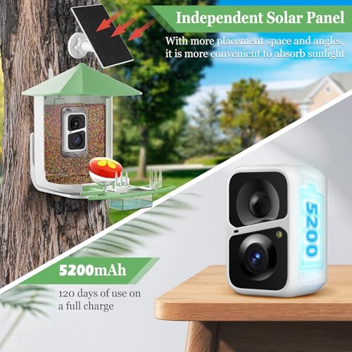 Careboda-Smart-Bird-Feeder-Camera-with-Automatic-Bird-Video-Capture-and-Motion-Detection-Indoor-Bird-Camera-Wild-Birding-Camera-with-Solar-Power-for-Bird-Lovers-Green Careboda Smart Bird Feeder Camera with Automatic Bird Video Capture and Motion Detection Indoor Bird Camera Wild Birding Camera with Solar Power for Bird Lovers Green