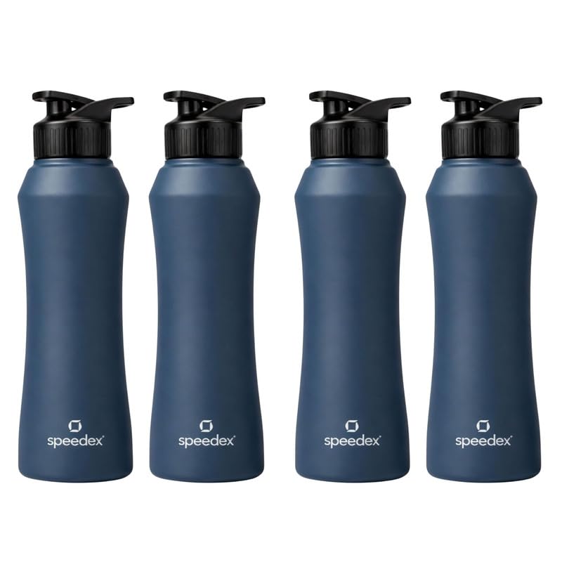 Image of Speedex Stainless Steel Water Bottle 1 Ltr, Leak Proof Sipper Cap, BIS Approved 1000 ml Metal Bottle For Daily, Office, School, Gym, Travel Use for Men, Women, Kids, Adults, Teal Blue, Set of 4