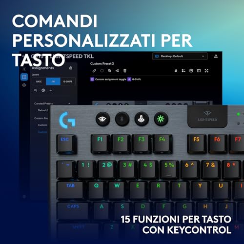 G915 X LIGHTSPEED TKL Tastiera gaming wireless a profilo ribassato, GL Brown Tactile - PC/Mac, ITA QWERTY, G502 X PLUS Mouse Gaming Wireless LIGHTSPEED RGB, Ottico LIGHTFORCE - Tastiera gaming - Immagine 3