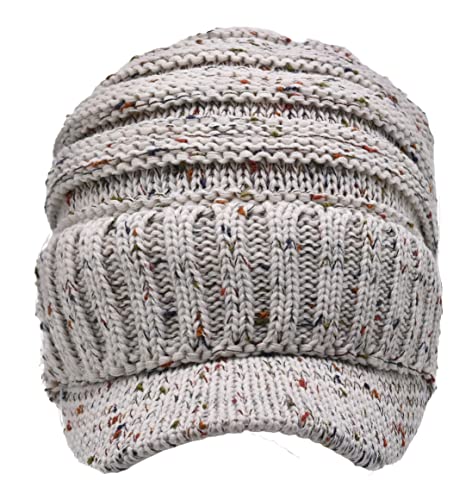Image of C.C Trendy Warm Oversized Chunky Soft Oversized Ribbed Slouchy Knit Hat with Visor Brim