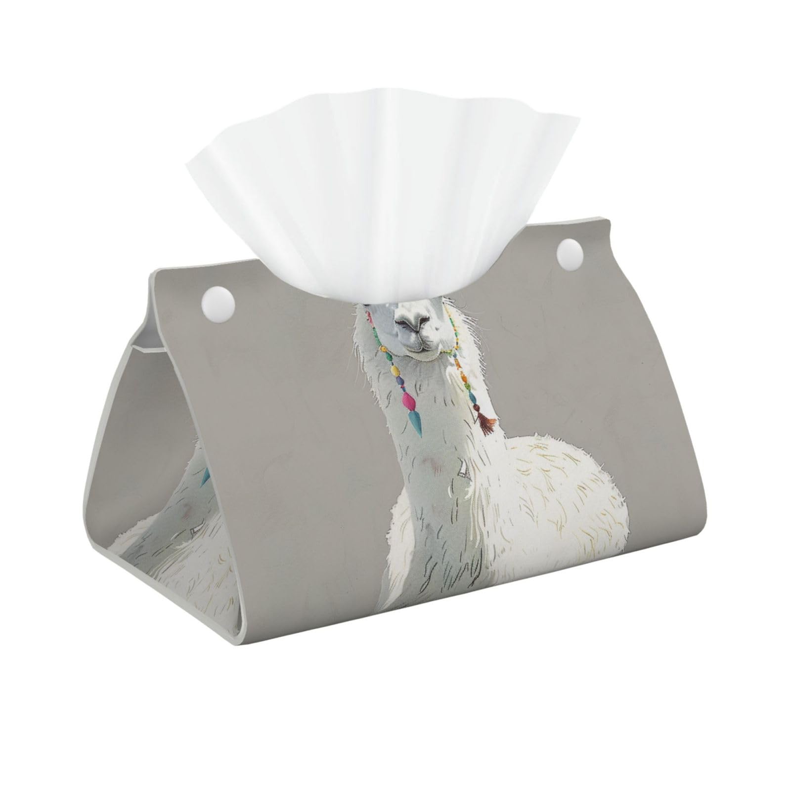Llama print Print Tissue Box Cover Foldable Tissue Storage Box Leather Tissue Cube Box Holder for Living Room Bedroom Office Car Home Decor