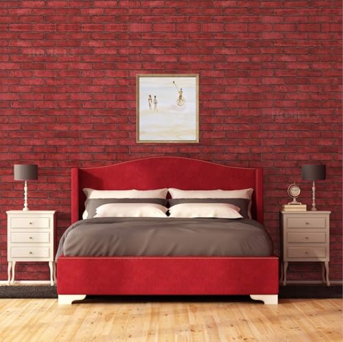 Image of HOME13 Self Adhesive Wood Grain Wallpaper for Furniture Vinyl Sticker Wooden Door Desktop Wall Paper Kitchen Wallpaper (2 feet by 4 feet, Red Bricks Wooden)