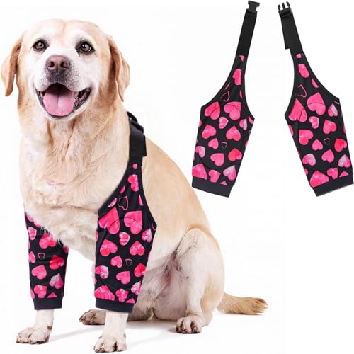 Image of Dog Elbow Wraps Knee Protector Pads Elbow Callus Treatment Sleeve for Wounds Front Legs Prevent Licking for Medium Large Dogs 2XL,Heart