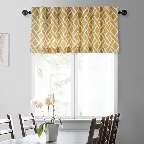 Image of HPD Half Price Drapes Window Valance 50 X 19 Cotton Martinique Printed, PRCT-VLD07A-19, Martinique Yellow