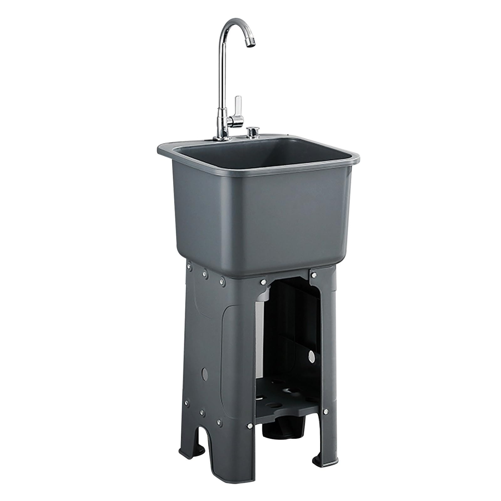 HYSOPSPX Utility Sink with Adjustable Faucet, One-Click Drainage, and Storage Shelf for Garage Laundry Room Use