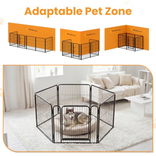 Image of NEWBULIG Dog Playpen Indoor 6 Panels 32 Inch, Metal Outdoor Dog Fence Pen | Heavy Duty Metal Exercise Pen, Foldable Portable, RV Camping, Yard Garden, Small Medium Dogs Pet Pen