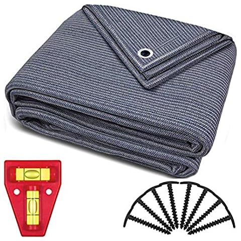 Smartpeas Awning Carpet 300x500 cm - Blue/Grey Polyethylene (HDPE) Groundsheet with Stainless Steel Eyelets - Highly Robust & Washable - Carrying Bag And 8 T-Shaped Pegs Plus: 1x Cross Spirit Level Cover