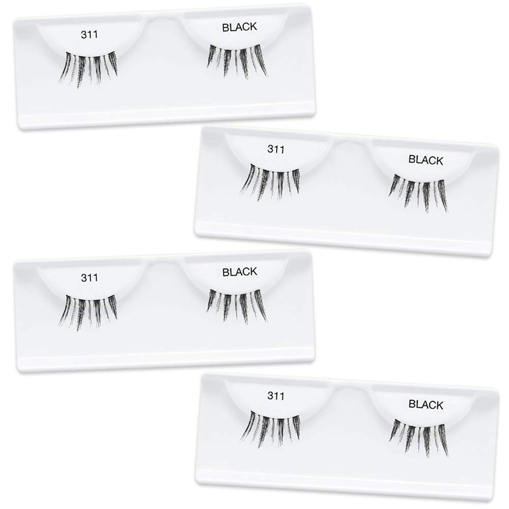 Ardell Accent Half Lashes 311 - Black, Lightweight Cat Eye Half Lashes for Natural Eye Enhancement, Comfortable Fit False Eyelashes, 4 Pack