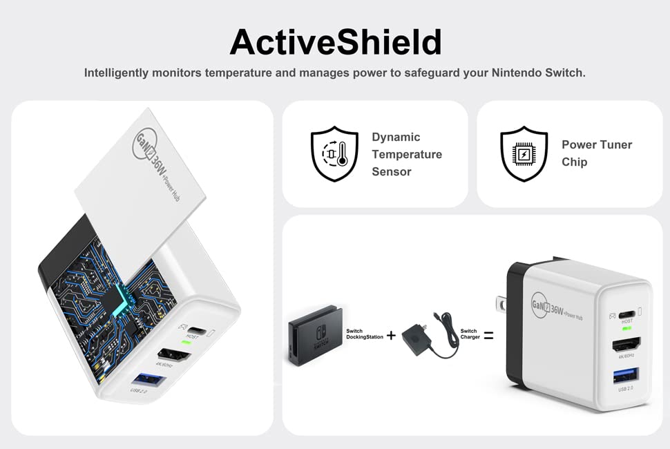 Vista 9 de Switch Dock Cargador para Nintendo SwitchOLED, estación de acoplamiento de TV portátil para Nintendo Switch 4K 60Hz HDMIUSB2.0PD Puertos de carga