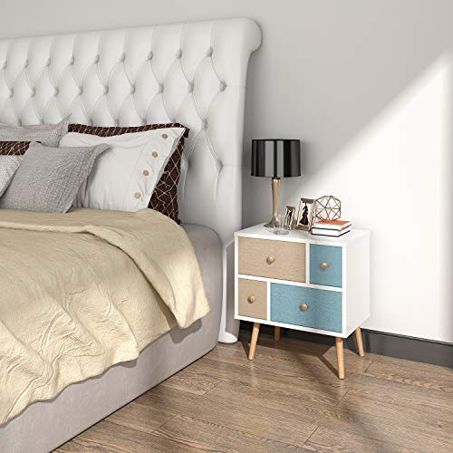 Lifewit Nightstand With 4 Fabric Drawers Bedroom Side Table Import It All