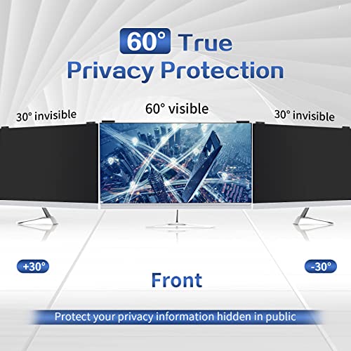 Image of Computer Privacy Screen Filter 21.5 Inch, 9H Hardness Hanging Computer Screen Privacy Shield Compatible with 16:9 Widescreen Monitor, Eye Protection and Blue Light Blocks