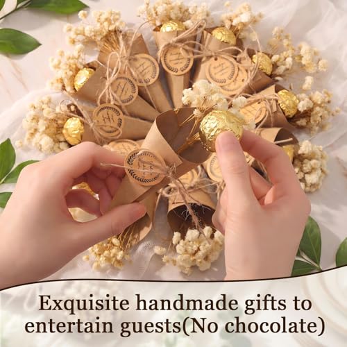 Mini ramillete de flores secas en conos de papel kraft 24 piezas miniatura 3