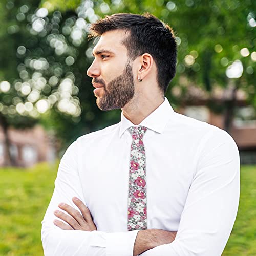 Image of Mantieqingway Men's Cotton Floral Neck Tie 2.56'' Printed Skinny Tie