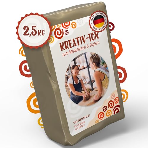 Kreativ-Ton - Modelliermasse lufttrocknend - 2,5kg Ton zum Modellieren mit Anleitung - Weich & geschmeidig - 100{e5dfddd6b3831f124ace2d129eb2b4736e4e8d917ccd5ba5ab39b8780ffe744e} natürlich - Selbsttrocknende Modelliermasse und zum Brennen geeignet Kreativ-Ton - Modelliermasse lufttrocknend - 2,5kg Ton zum Modellieren mit Anleitung - Weich & geschmeidig - 100{e5dfddd6b3831f124ace2d129eb2b4736e4e8d917ccd5ba5ab39b8780ffe744e} natürlich - Selbsttrocknende Modelliermasse und zum Brennen geeignet
