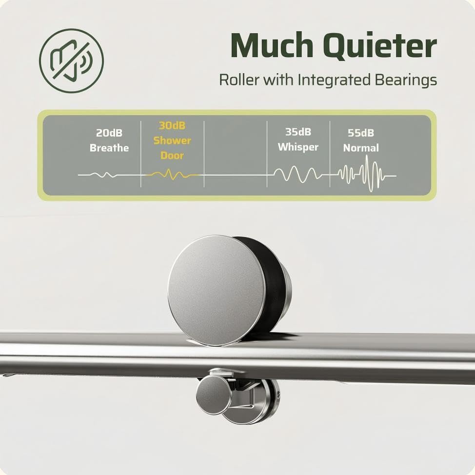 Image of 56-60 inch W x 74 inch H Frameless Shower Door, Bathroom Soft-Close Sliding Shower Doors with 5 /16 inch (8mm) Clear SGCC Tempered Glass and Stainless Steel Hardware, Reversible Installation, Chrome