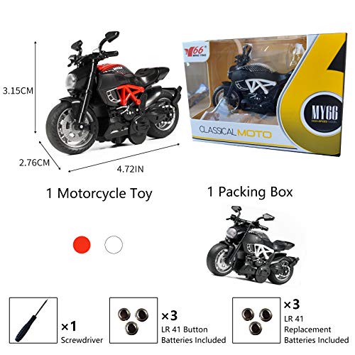 Motorcycle Toy for Boys - Pull Back Motorcycle Toys with Light and Music Toys Motorcycle Model,The Best Gift for Children,Toy Motorcycles for Toddlers (Red)