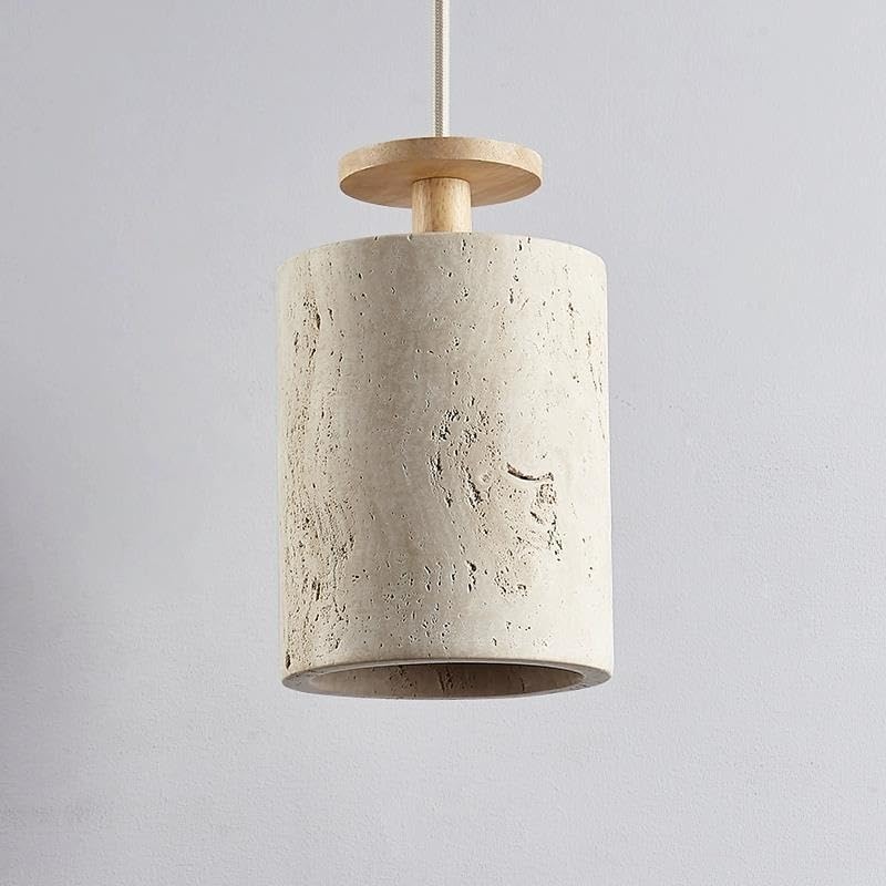 Miniatura 4 de Mini luces colgantes cilíndricas de 5.1 pulgadas, lámpara colgante de sombra de travertino natural nórdico, lámpara colgante moderna de madera