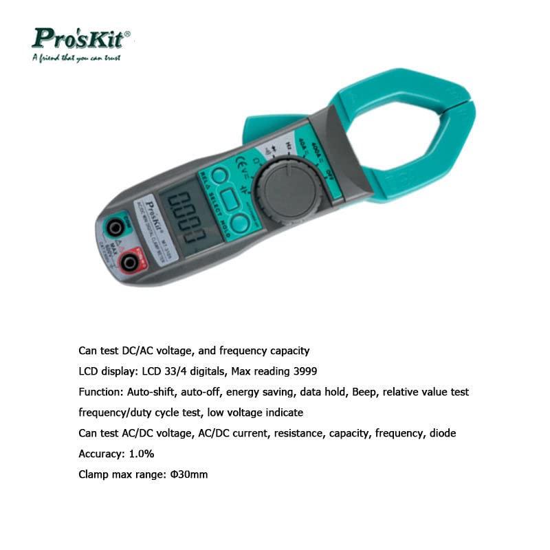 Miniatura 4 de ProsKit MT-3109 AC DC Corriente Digital Pinza Medidor Multímetro Frecuencia de corriente Capacitancia Medidor de prueba Electricista Herramientas de