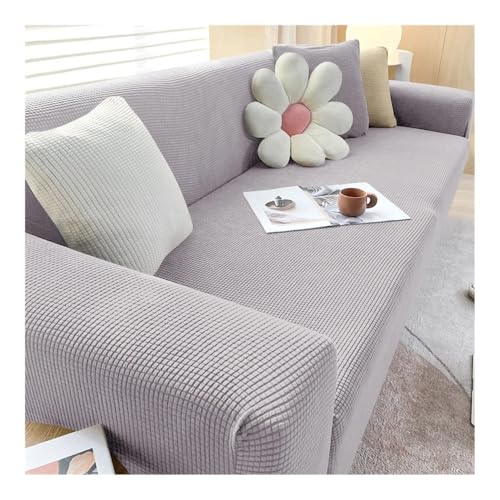 L字型伸縮ソファカバー 伸縮性ソファプロテクター 1/2/3/4人掛け リビングルーム用 ライトグレー サイズ M (140 180 cm)