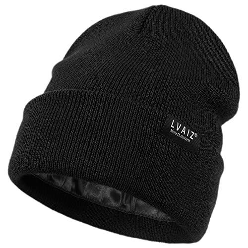 Kids Winter Satin Lined Beanie Hats Toddler Warm Cuffed Hat with Silky Lining Children Knitted Watch Hat 2-10 Years