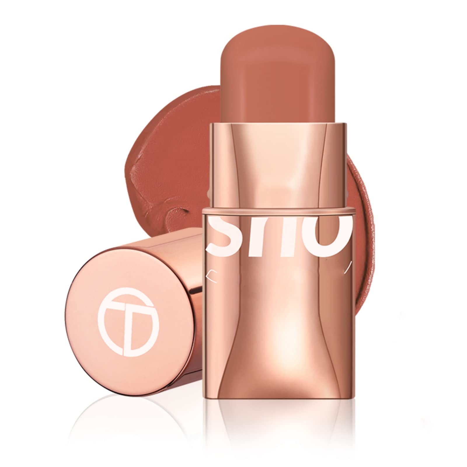 HONPOLOBlush Cream Repair Capacity Brighten Complexion Natural Nude Makeup Blush Stick Nude Makeup, Contouring and Highlighting, Improves Complexion, Waterproof Mousse Texture Long-Lasting (#2)