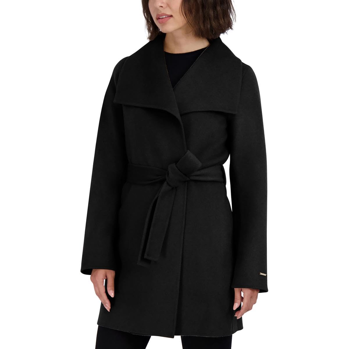 womens Ella Lightweight Double Face Wool Wrap Coat With Tie Belt