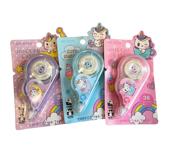 Unicorn Cute Correction Tape- Pack of 3| Cute Corrector Tape| Fun