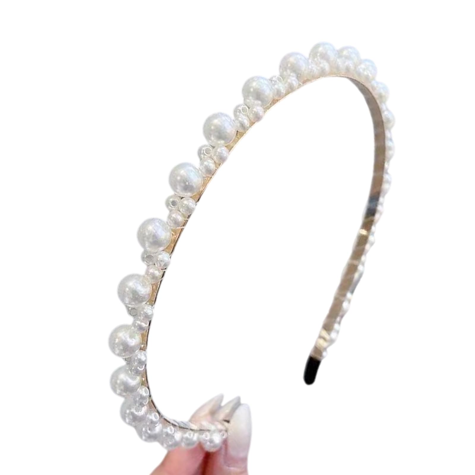YUXITA Elegant Faux Pearls Accented Bows Headbands For Women Girls Nonslip Hair Accessory For Wedding Party Daily Use
